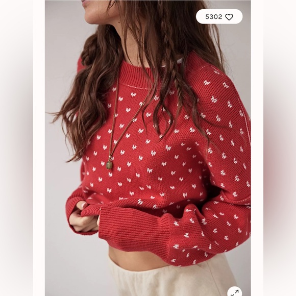 Free People Sweaters - Free people Easy Street heart Patterned Crop